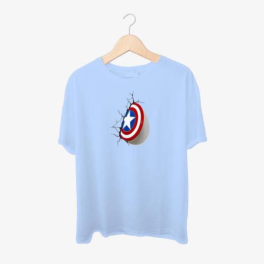 Captain America 3D Shield Print Round Neck Shirt