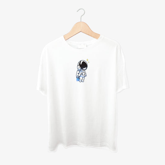 Cute Astronaut Print Round Neck Shirt