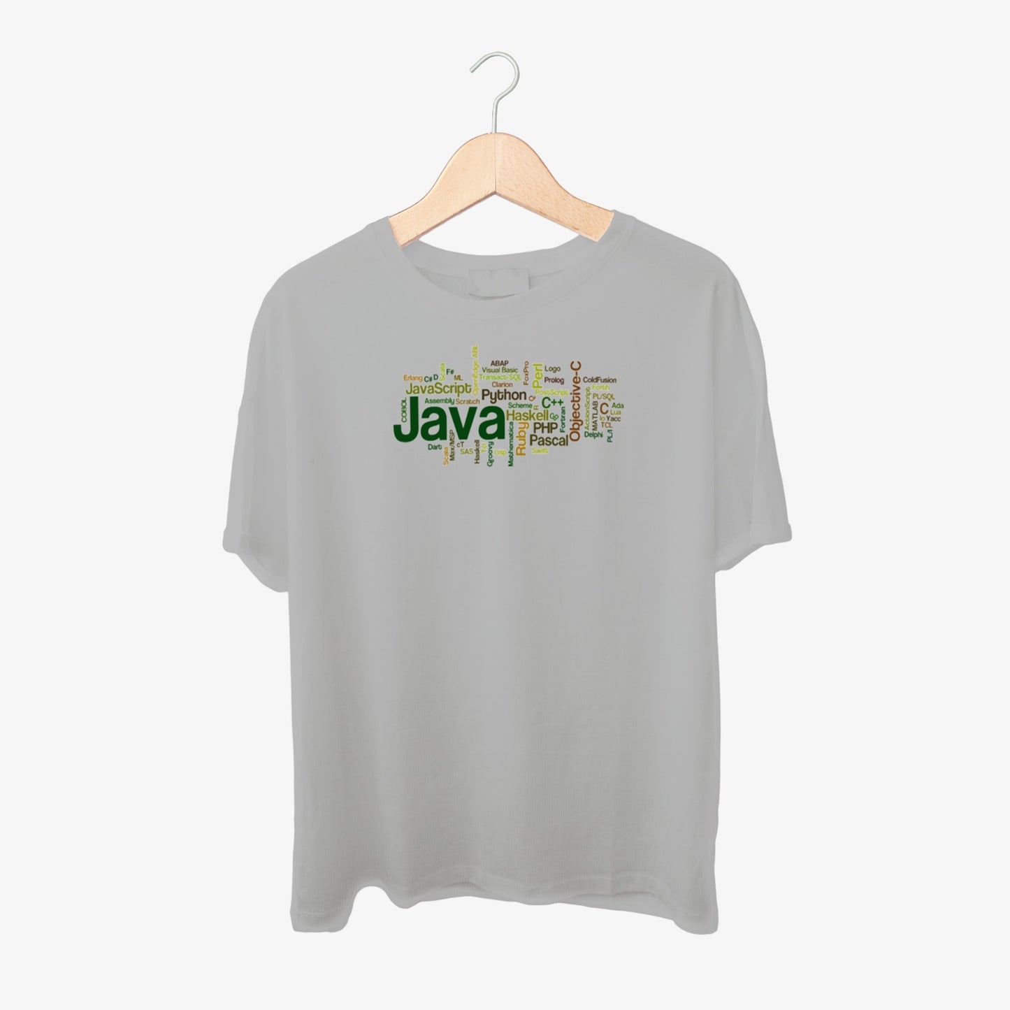 Programming Language Word Cloud Print Round Neck Shirt