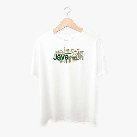 Programming Language Word Cloud Print Round Neck Shirt