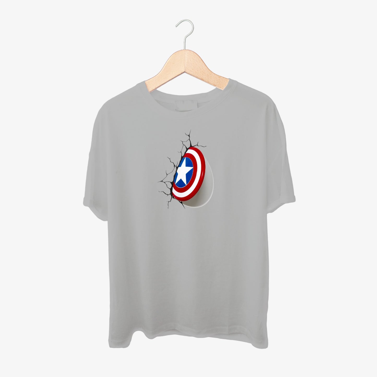 Captain America 3D Shield Print Round Neck Shirt