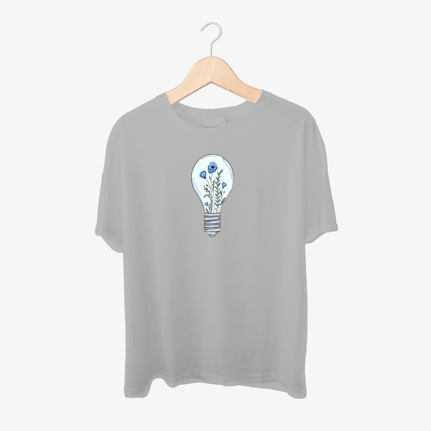 Creative Bulb Print Round Neck Shirt