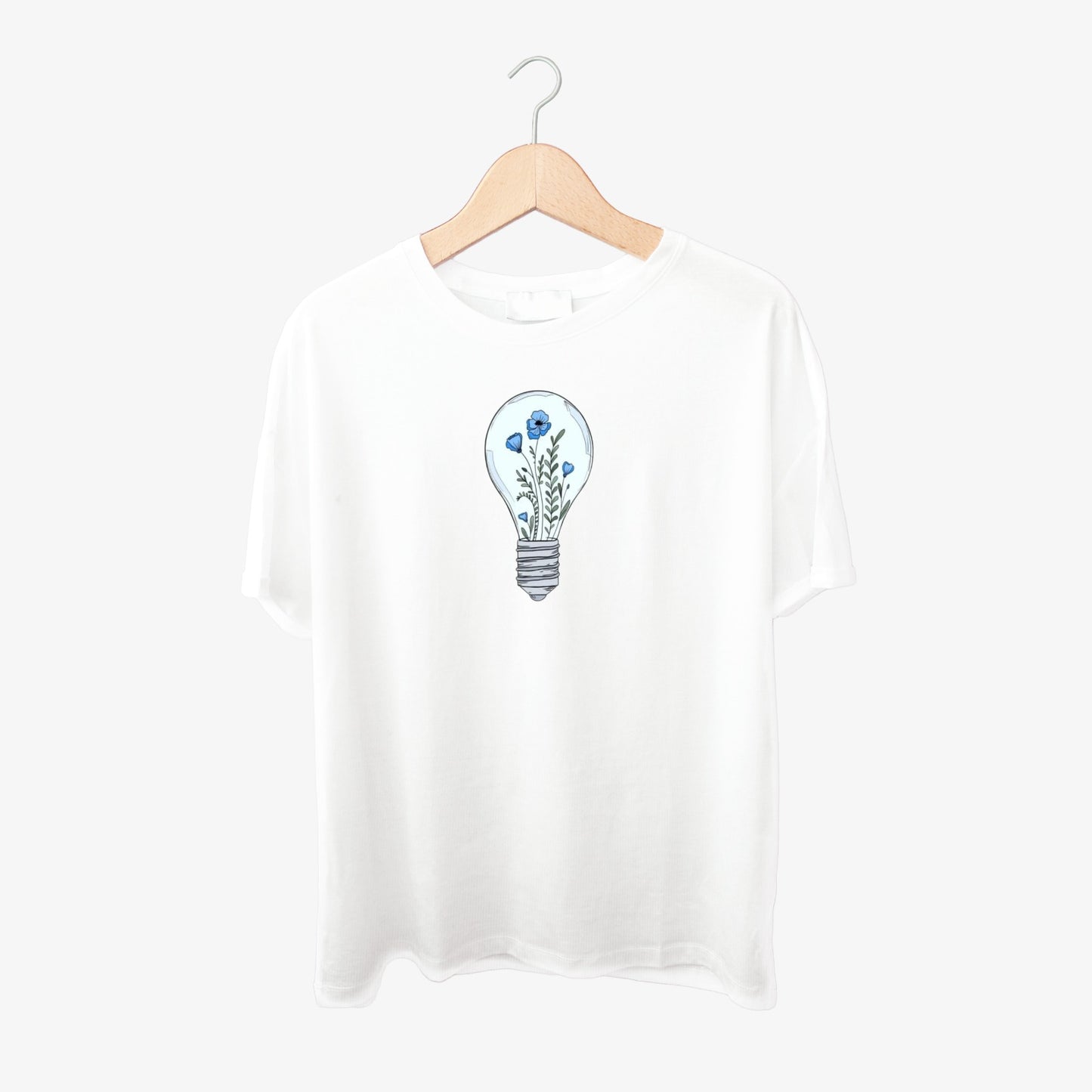 Creative Bulb Print Round Neck Shirt
