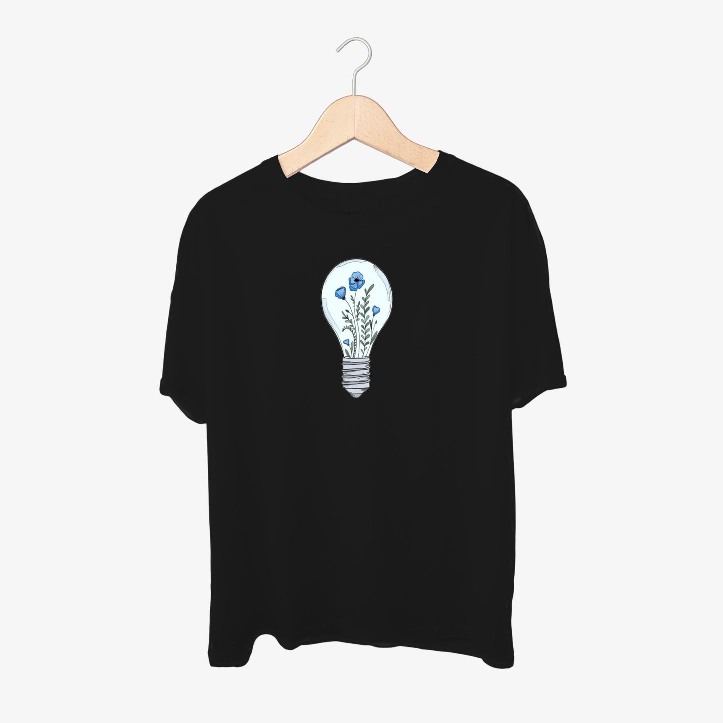 Creative Bulb Print Round Neck Shirt