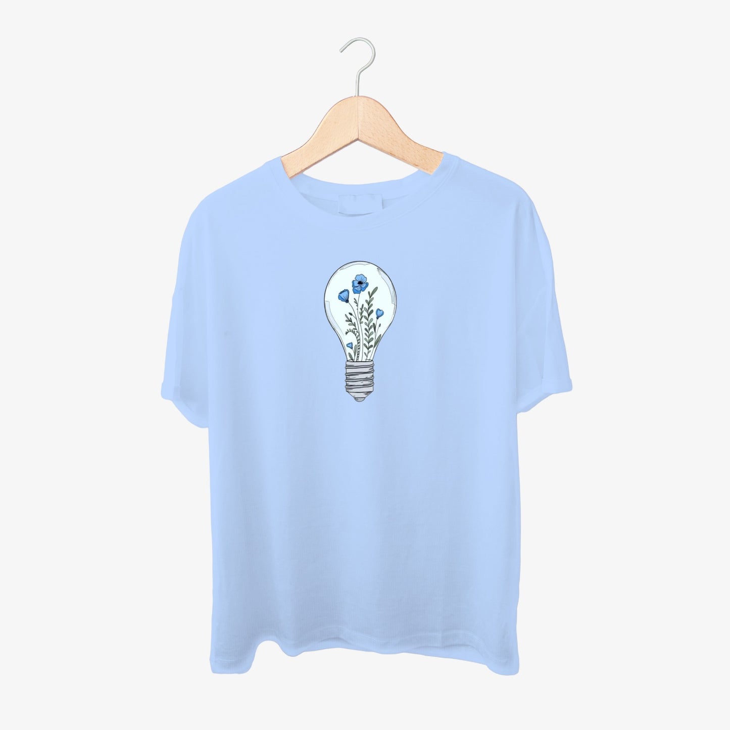 Creative Bulb Print Round Neck Shirt