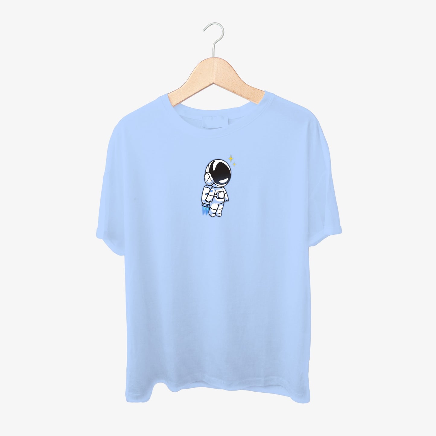 Cute Astronaut Print Round Neck Shirt