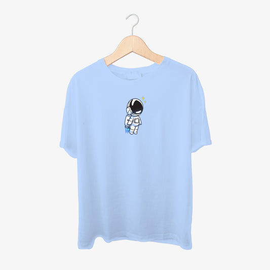 Cute Astronaut Print Round Neck Shirt