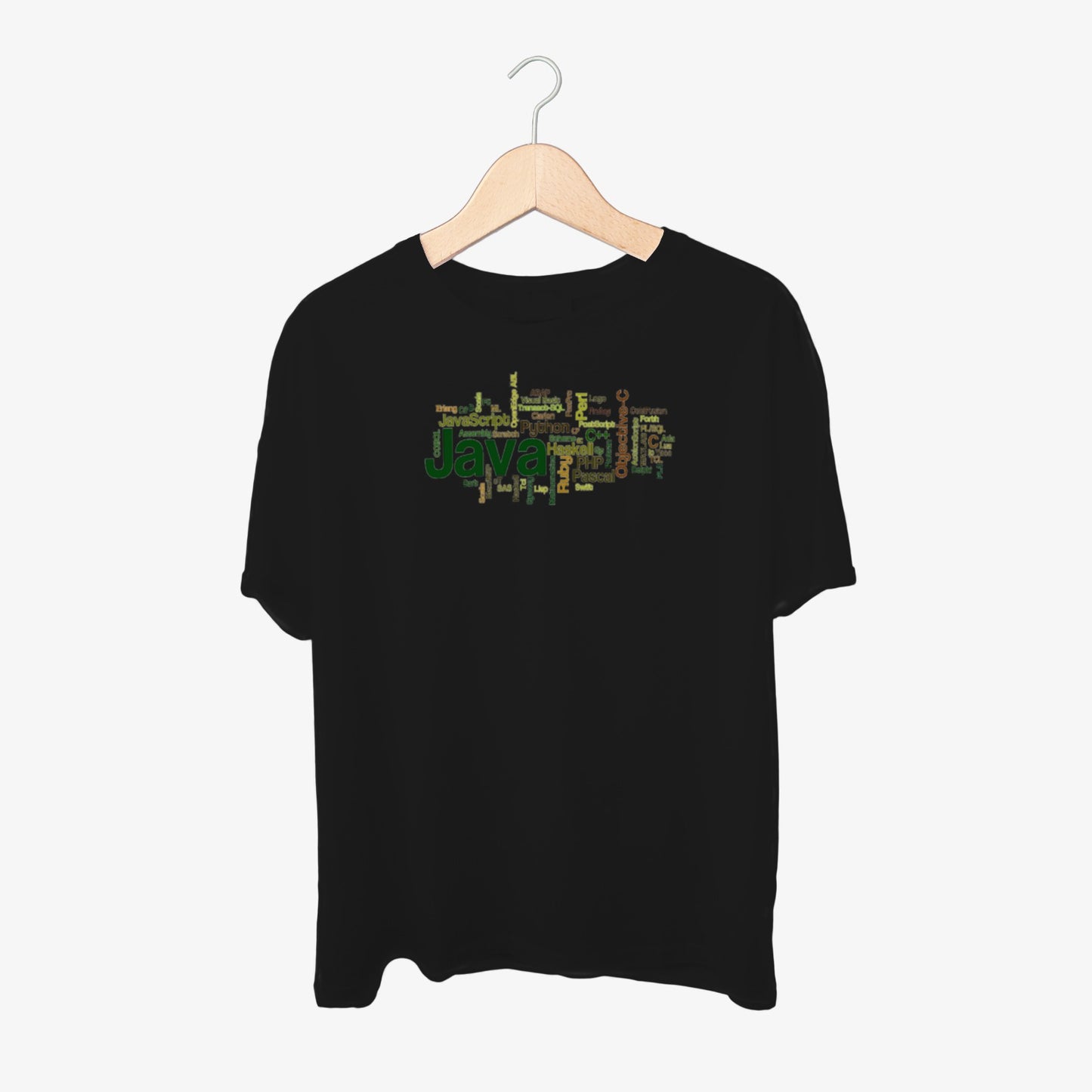 Programming Language Word Cloud Print Round Neck Shirt
