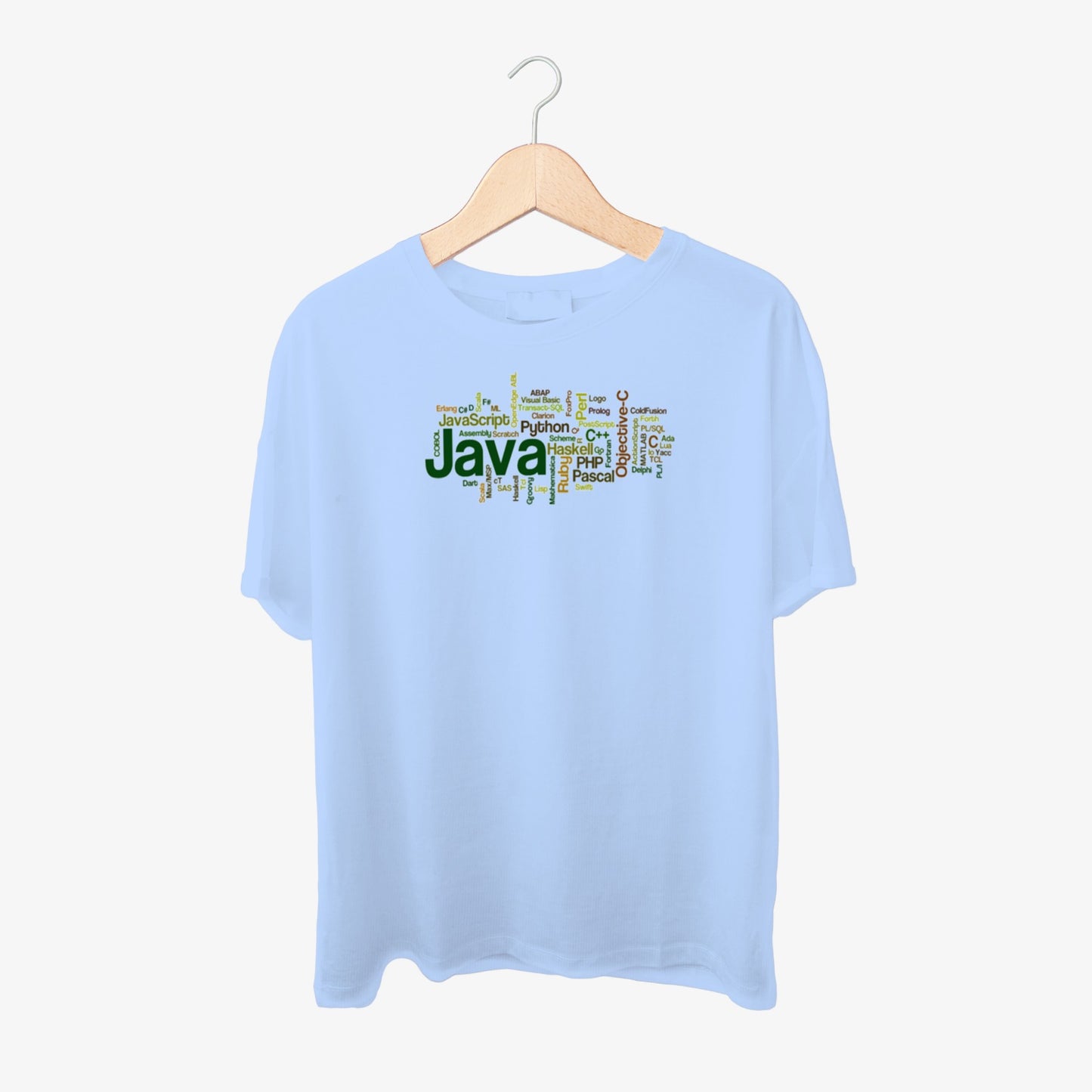 Programming Language Word Cloud Print Round Neck Shirt