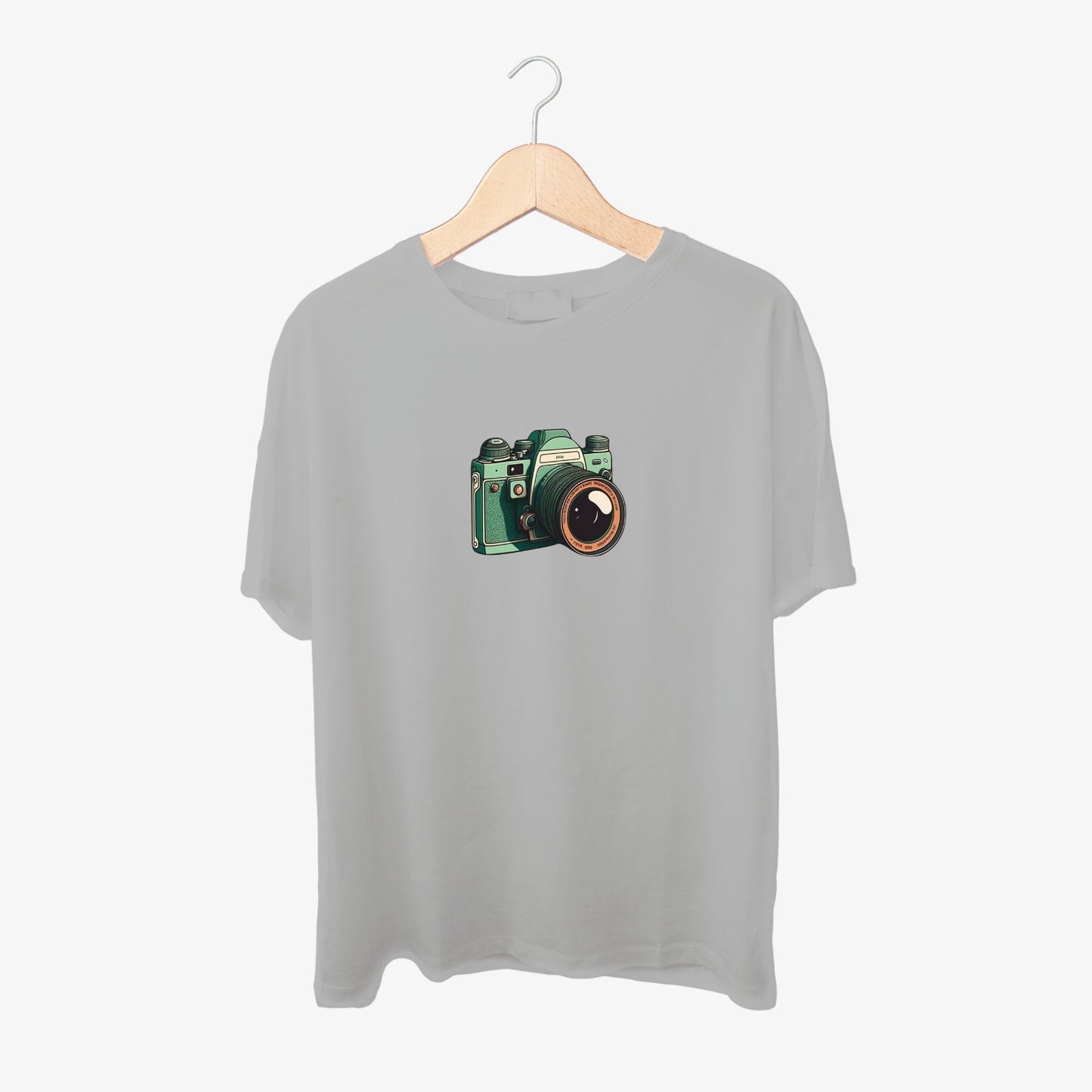 Vintage 3D Camera Print Round Neck Shirt